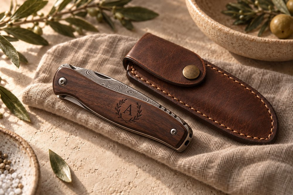 Engraved folding knife